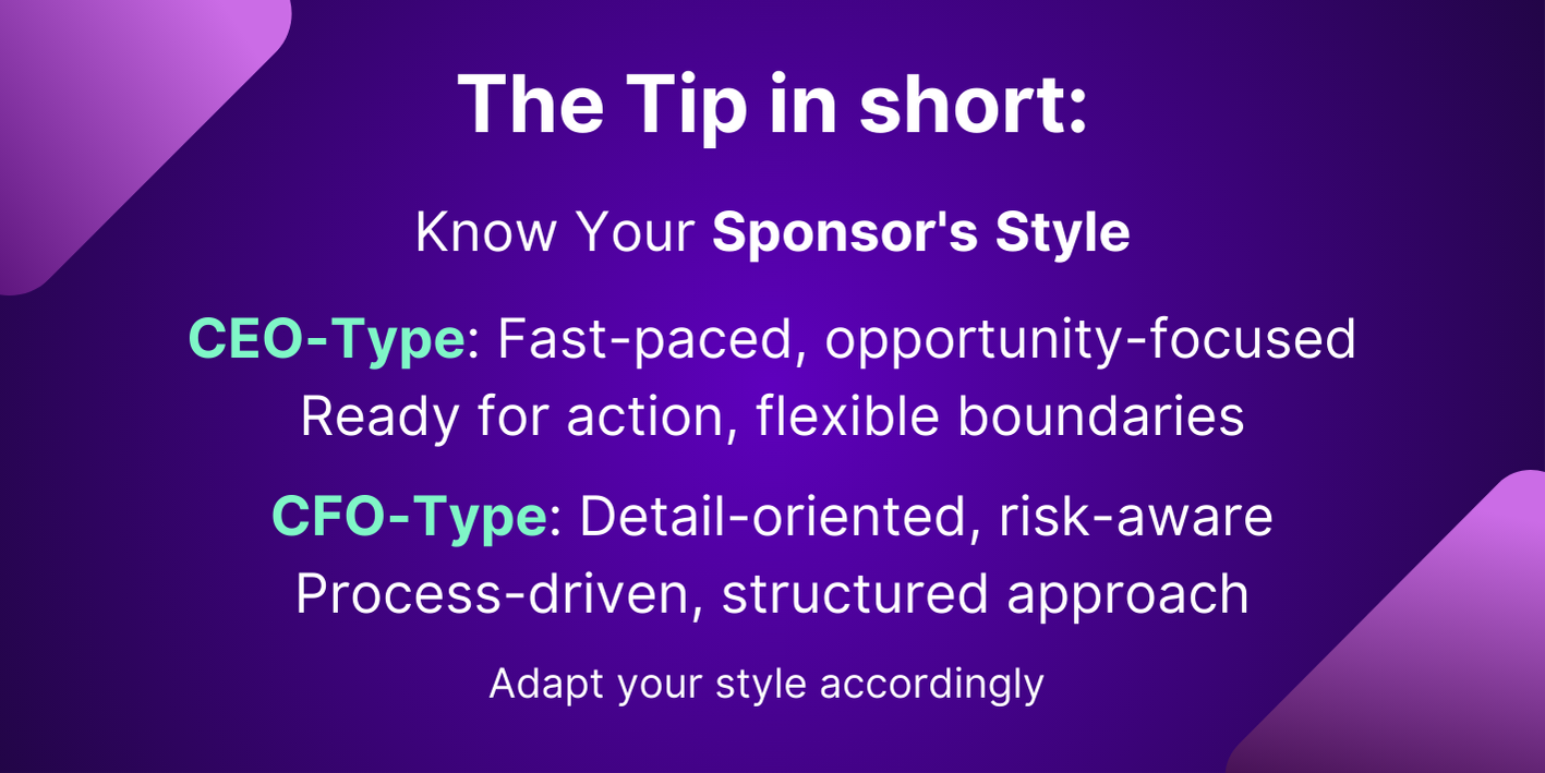 The tip in short: know your sponsor's style and adapt accordingly